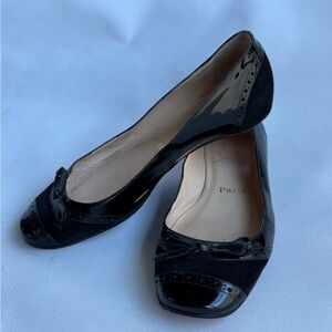 Christia Louboutin ballerina flats patent leather suede37.5 made in IT fits 7 US